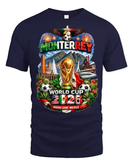 Monterrey Soccer Tournament 2026 Continental Championship Tee - navy t-shirt on white background
