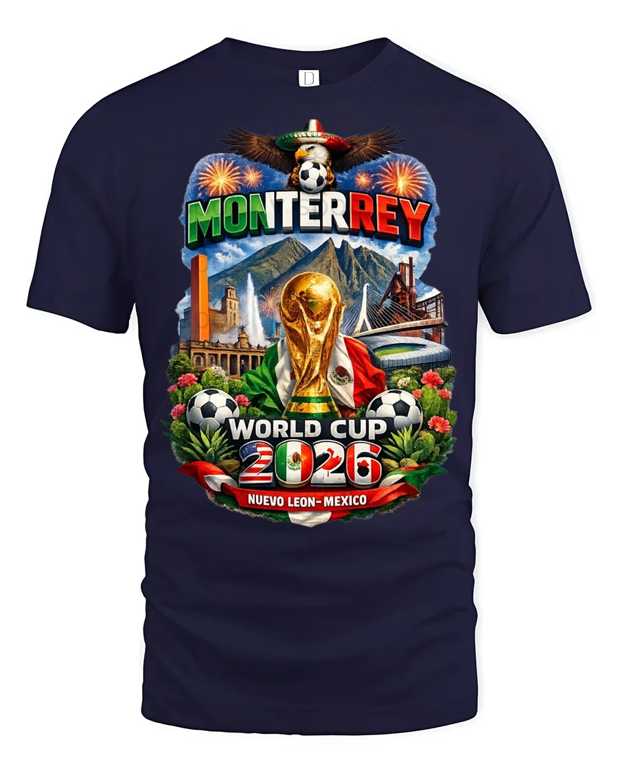 Monterrey Soccer Tournament 2026 Continental Championship Tee - 1 Monterrey Soccer Tournament 2026 Continental Championship Tee - navy t-shirt on white background
