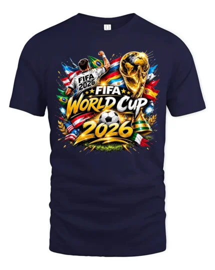 Global Football Tournament 2026 Continental Championship Tee - navy t-shirt on white background