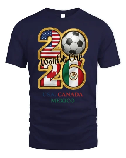 Tri Country Football Championship Emblem Multi Host Graphic Tee - navy t-shirt on white background