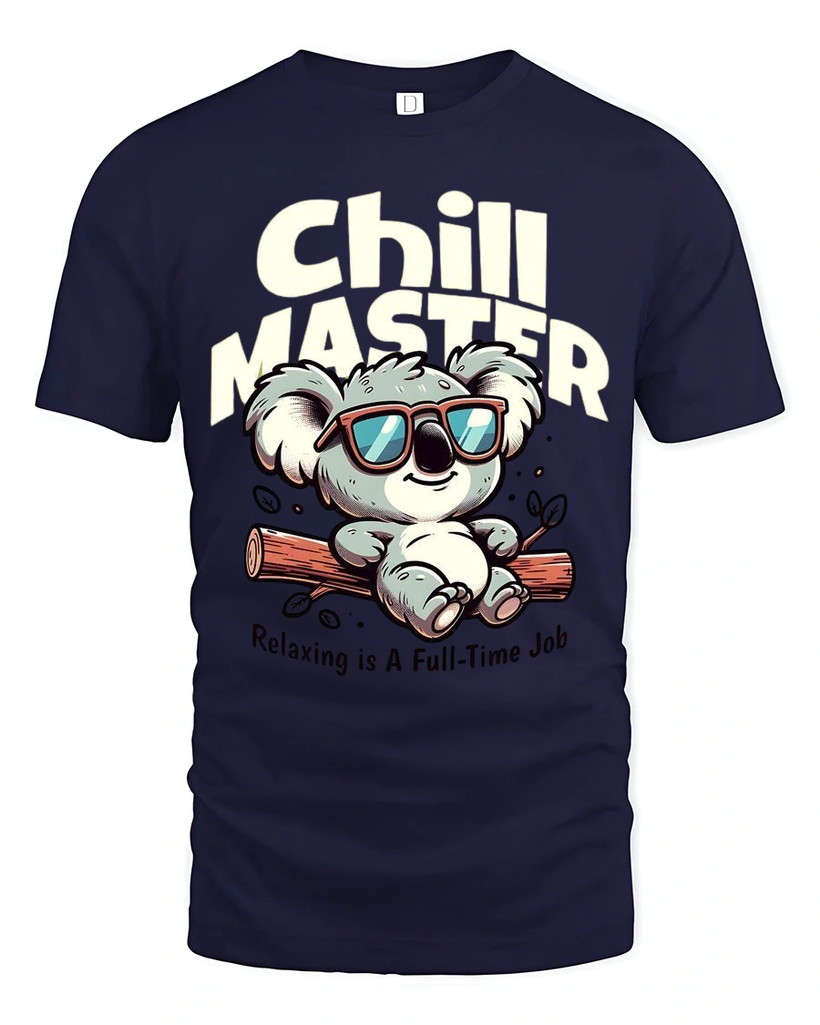 Koala Chill Master Relaxing Is A Full Time Job Graphic Tee - 1 Koala Chill Master Relaxing Is A Full Time Job Graphic Tee - navy t-shirt on white background