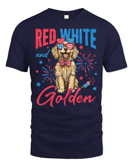 Cute Independence Day American Flag Bowtie Dog Soft Tshirt - navy t-shirt on white background
