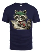Furious Tax Season Raccoon 1099 Paperwork Funny Graphic Tee - navy t-shirt on white background