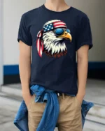 Classic United States Heritage Hunter Shades Graphic Tshirt - model wearing navy tee with hands in pockets