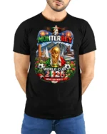 Monterrey Soccer Tournament 2026 Continental Championship Tee - model wearing black tee with hands behind back