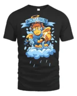 Chill Aquarius Celestial Angel Cloud Serenade Graphic Tee - black t-shirt on white background
