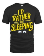 Tired I’d Rather Be Sleeping Tired Eyes Humorous Graphic Tee - black t-shirt on white background