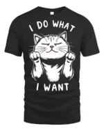 Sassy I Do What I Want Confident Cat Graphic Tee - black t-shirt on white background