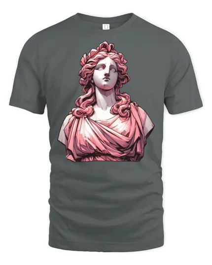 Classical Greek Statue Vaporwave Aesthetic Pink Graphic Tee - gray t-shirt on white background