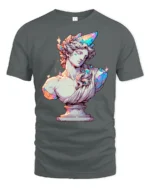 Luminous Crystal Greek Statue Pastel Shading Graphic Tee - gray t-shirt on white background