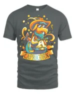 Funky Western Capricorn Sea Goat Zodiac Cowboy Graphic Tee - gray t-shirt on white background