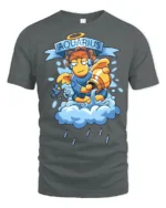 Chill Aquarius Celestial Angel Cloud Serenade Graphic Tee - gray t-shirt on white background