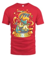 Funky Western Capricorn Sea Goat Zodiac Cowboy Graphic Tee - red t-shirt on white background