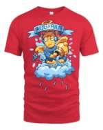 Chill Aquarius Celestial Angel Cloud Serenade Graphic Tee - red t-shirt on white background
