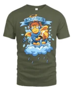 Chill Aquarius Celestial Angel Cloud Serenade Graphic Tee - military green t-shirt on white background