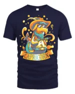 Funky Western Capricorn Sea Goat Zodiac Cowboy Graphic Tee - navy t-shirt on white background