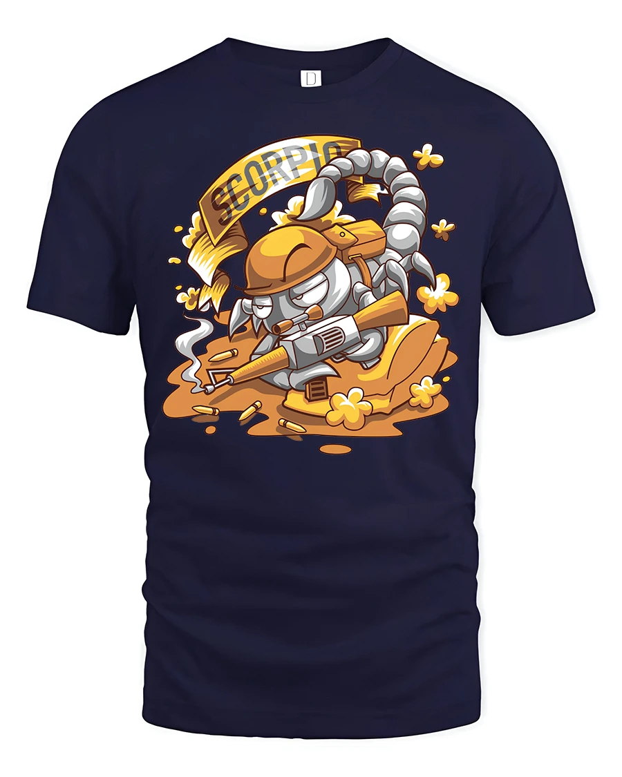 Tactical Scorpio Military Grade Sniper Astrology Graphic Tee - 1 Tactical Scorpio Military Grade Sniper Astrology Graphic Tee - navy t-shirt on white background