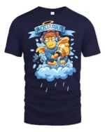 Chill Aquarius Celestial Angel Cloud Serenade Graphic Tee - navy t-shirt on white background