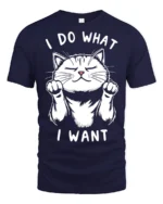 Sassy I Do What I Want Confident Cat Graphic Tee - navy t-shirt on white background