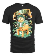 Playful Sagittarius Celestial Centaur Archer Graphic Tee - black t-shirt on white background