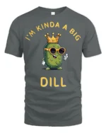 Witty I’m Kinda A Big Dill Pickle Crown Graphic Tshirt - gray t-shirt on white background