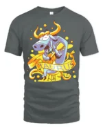 Groovy Taurus Zodiac Bull Serenade Acoustic Guitar Tshirt - gray t-shirt on white background
