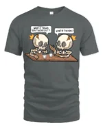 Witty What If Things Work Out Skeleton Cafe Graphic Tee - gray t-shirt on white background