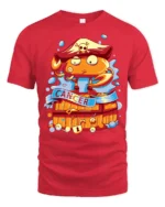 Fearless Cancer Zodiac Pirate Crab Treasure Chest Graphic Tee - red t-shirt on white background
