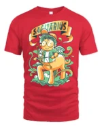 Playful Sagittarius Celestial Centaur Archer Graphic Tee - red t-shirt on white background