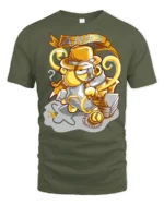 Intrepid Aries Zodiac Detective Inspector Graphic Tshirt - military green t-shirt on white background