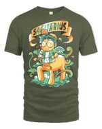 Playful Sagittarius Celestial Centaur Archer Graphic Tee - military green t-shirt on white background