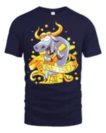 Groovy Taurus Zodiac Bull Serenade Acoustic Guitar Tshirt - navy t-shirt on white background