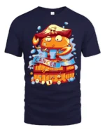 Fearless Cancer Zodiac Pirate Crab Treasure Chest Graphic Tee - navy t-shirt on white background