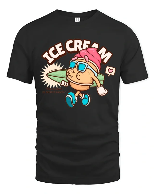Cheerful Summer Scoop Ocean Wave Lifestyle Graphic T shirt - black t-shirt on white background