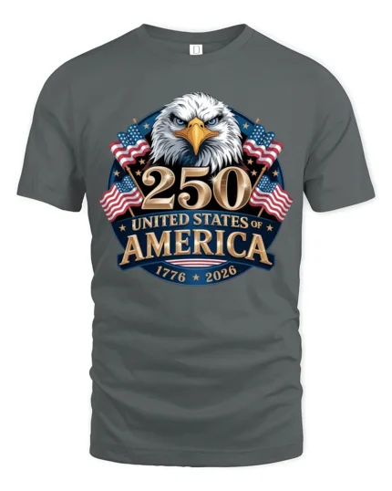 Historic Semiquincentennial United States 250th Anniversary Tee - gray t-shirt on white background