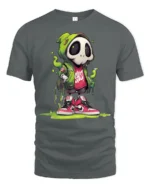 Radical Green Hooded Skull Streetwear Slime Graphic Tshirt - gray t-shirt on white background
