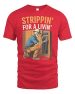 Sarcastic Stripping For A Living Electrician Bones Tshirt - red t-shirt on white background