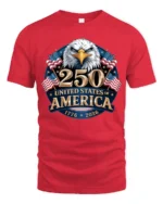 Historic Semiquincentennial United States 250th Anniversary Tee - red t-shirt on white background
