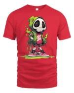 Radical Green Hooded Skull Streetwear Slime Graphic Tshirt - red t-shirt on white background