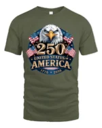 Historic Semiquincentennial United States 250th Anniversary Tee - military green t-shirt on white background