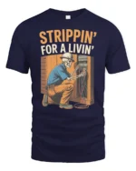 Sarcastic Stripping For A Living Electrician Bones Tshirt - navy t-shirt on white background