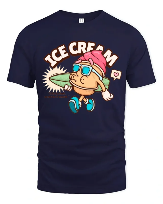 Cheerful Summer Scoop Ocean Wave Lifestyle Graphic T shirt - navy t-shirt on white background