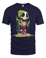 Radical Green Hooded Skull Streetwear Slime Graphic Tshirt - navy t-shirt on white background