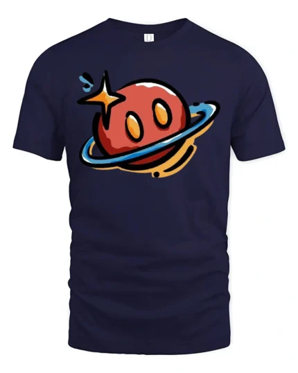 Saturn Planet Outer Space Cosmic Journey Graphic Tee - navy t-shirt on white background