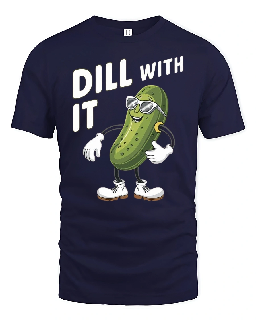 Rad Cucumber Dill With It Sarcastic Attitude Graphic Tee - 1 Rad Cucumber Dill With It Sarcastic Attitude Graphic Tee - navy t-shirt on white background