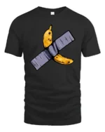 Conceptual Duct Tape Banana Contemporary Art Tshirt - black t-shirt on white background