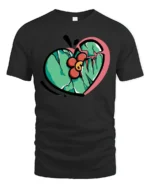 Broken Heart Blooming Flower Streetwear Graphic Tee - black t-shirt on white background