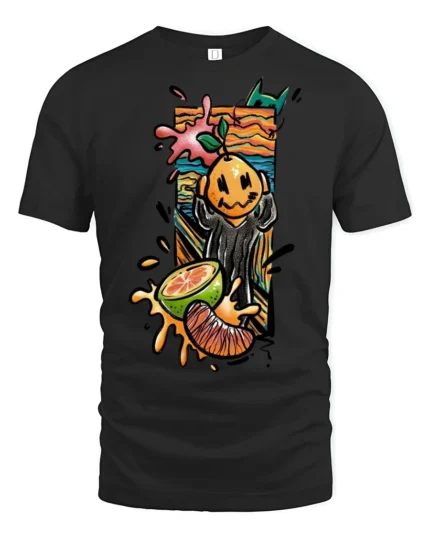 The Scream Fruit Parody Artwork Novelty Tshirt - black t-shirt on white background
