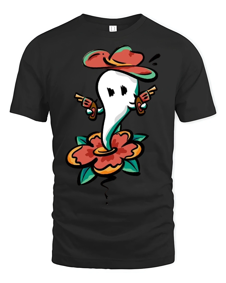Gunslinger Ghost Western Cowboy Hat Graphic Tee - 1 Gunslinger Ghost Western Cowboy Hat Graphic Tee - black t-shirt on white background