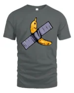 Conceptual Duct Tape Banana Contemporary Art Tshirt - gray t-shirt on white background
